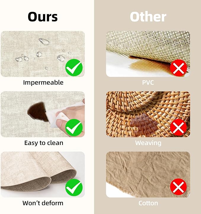 15 inch Faux Leather Round Placemats Set of 4 Non-Slip Washable Wipeable Table Mats, Heat Resistant Waterproof Oilproof Place Mats for Kitchen, Dining, Party, Indoor, Outdoor Beige