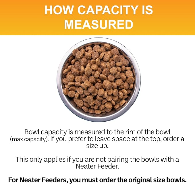 Neater Pet Brands 7 Cup (56 oz.) Stainless Steel Dog Bowls, Set of 2 Neater Feeder Replacement Bowls (M/L Express, Large Deluxe Models), Dog Food Bowl & Water Bowl, Dishwasher Safe Metal Dish for Dogs