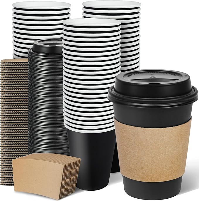 Ginkgo 100 Pack 12 oz Disposable Coffee Cups by HOME