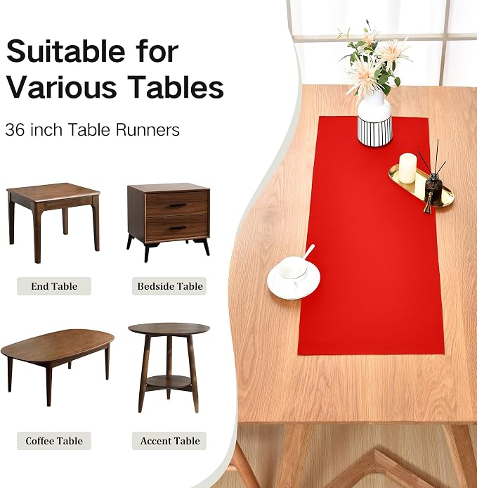 Farmhouse Red Table Runner Small Short Table Runners 36 Inches Coffee Table - Image 6