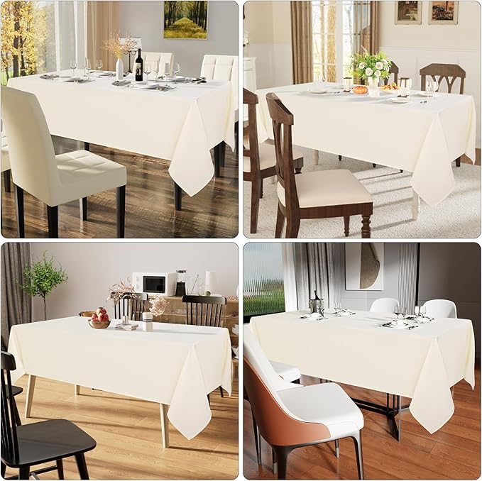 Smiry Rectangle Table Cloth, Waterproof Anti-Scratch Polyester Tablecloth, Decorative Washable Fabric Table Cover for Dining, Buffet, Parties and Outdoor, 60x102, Beige