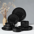 HaWare Dinnerware Sets, 12-Piece Plates and Bowls Set, Matte Black | Stoneware by HaWare