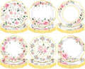 Umigy 120 Pcs Summer Pink Floral Paper Plates 7 Inch Floral Party Decoration Plates, Summer Wild Flower Disposable Decorative Tableware for Birthday Wedding Baby Shower Tea Party Bridal Shower