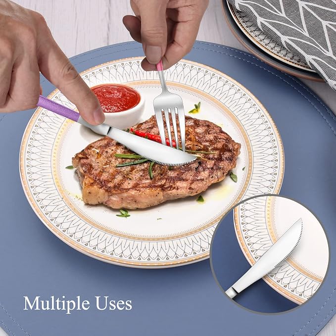 VANVRO Mirror Silver multicolor Silverware Set, 20-Piece Stainless Steel - Image 5