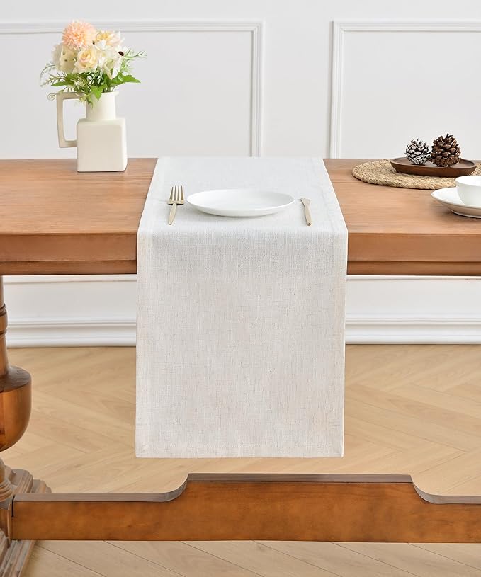 Wracra Linen Table Runner, Burlap Cream Table Runners 60 Inches Long | Rich - Image 5