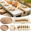 6 Sets Boho Decoration Placemats Round Woven Placemats, Cloth Napkins, Wood by Gandeer