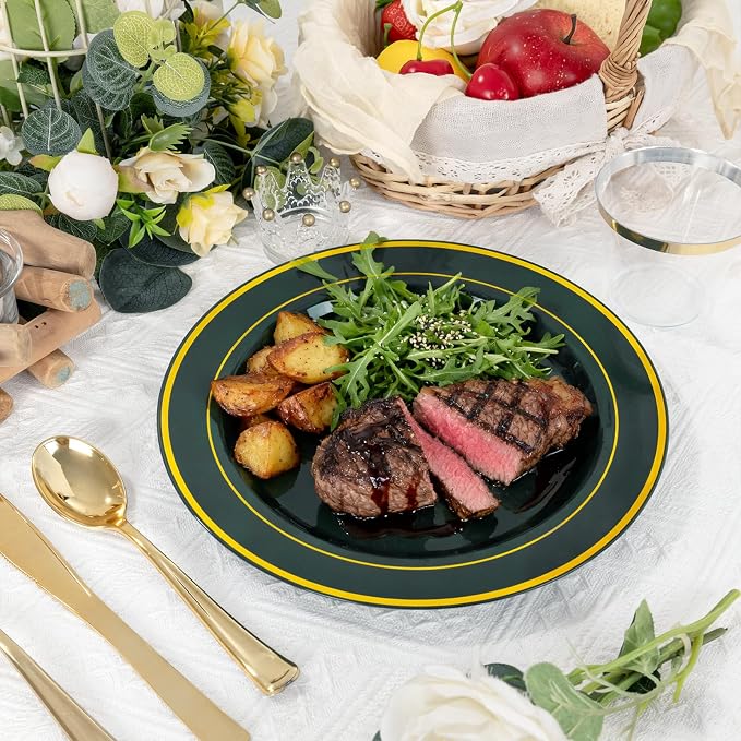350PCS Green and Gold Plates - Image 8