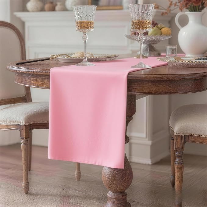 Pink Table Runner, Waterproof Washable Runners 108 Inches Long | Reusable - Image 2