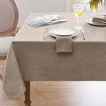 Softalker Extra Lang Table Cloth for 6/8 Foot Rectangle Table 60x120 inch Faux Linen Tablecloth Outdoor Waterproof and Stain Resistant Brown Table Cover for Party Picnic Decor Farmhouse Tabletop