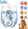 Blue Sea Horse 3D Ocean Glass, Artistic Handcrafted Wine Glasses | Novelty by Unknown