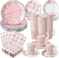 Pickmesh 252 Pcs Pink Floral Tea Party Supplies by Pickmesh
