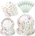 96 Pieces Spring Wildflower Floral Tableware Set – Garden Flower Disposable by GistomeHome