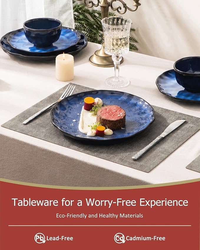 4-piece set, natural active glaze plate and bowl set, microwave and dishwasher - Image 4
