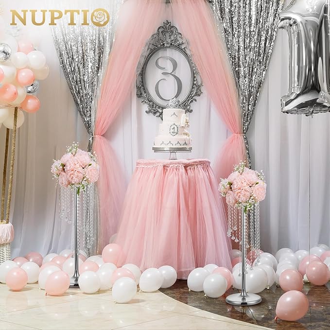 Nuptio Wedding Centerpieces Silver Vases: 10 Pcs 27.6in Tall Crystal Flower Vase Metal Flowers Stand for Party Tables Decorations - Elegant Bulk Weddings Decoration Table Chandelier Centerpiece stands