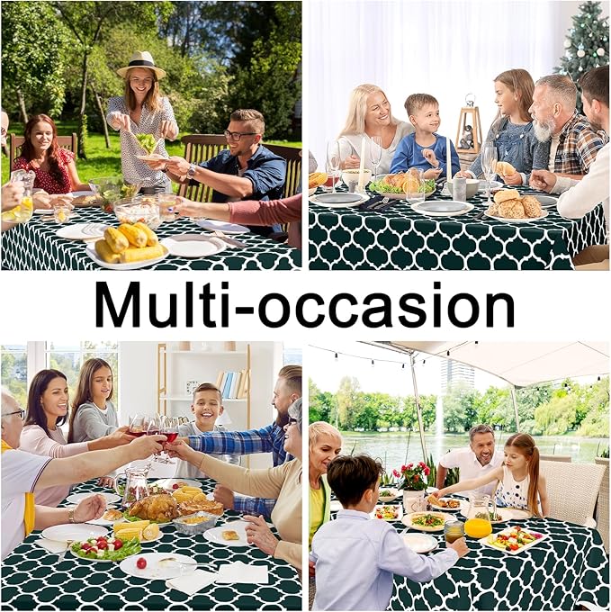 Smiry Rectangle Tablecloth, Waterproof Vinyl Tablecloths with Flannel Backing for Rectangle Tables, Wipeable Spillproof Plastic Tablecloth for Dining, Indoor and Outdoor (60"x84", Hunter Green)