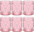 Qinyoung 6 Plastic Vintage Drinking Glasses 8.5oz Stemless Retro Embossed Wine by Qinyoung