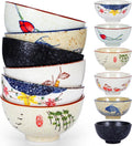 Retro Ceramic Bowls Set for 6, 4.5 Inch Japanese Chinese Bowl Small by Unknown
