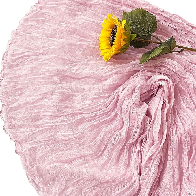 3Pack Light Pink Cheesecloth Table Runner, 17 x 108 inch Pink Table Runners | - Image 6
