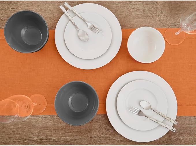 Solino Home 100% Pure Linen Table Runner Pumpkin Hemstitch, 14 x 120 in | - Image 3