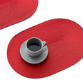 FunWheat Oval Braided Placemats Set of 4 Table Mats for Dining Tables Washable Heat Resistant Place Mats for Indoor Outdoor Use 12 x18 Inch(Oval Red, 4pcs)