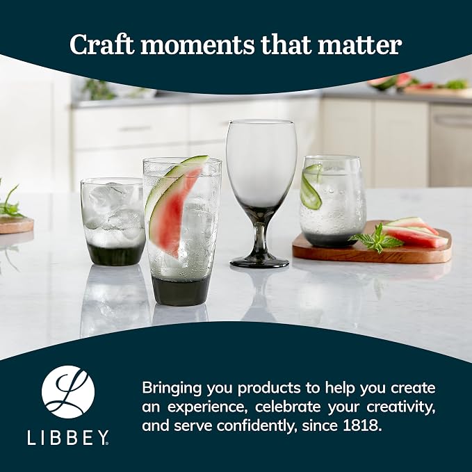 Libbey Classic Smoke Goblet Beverage Glasses, Smoothies & More - Image 6