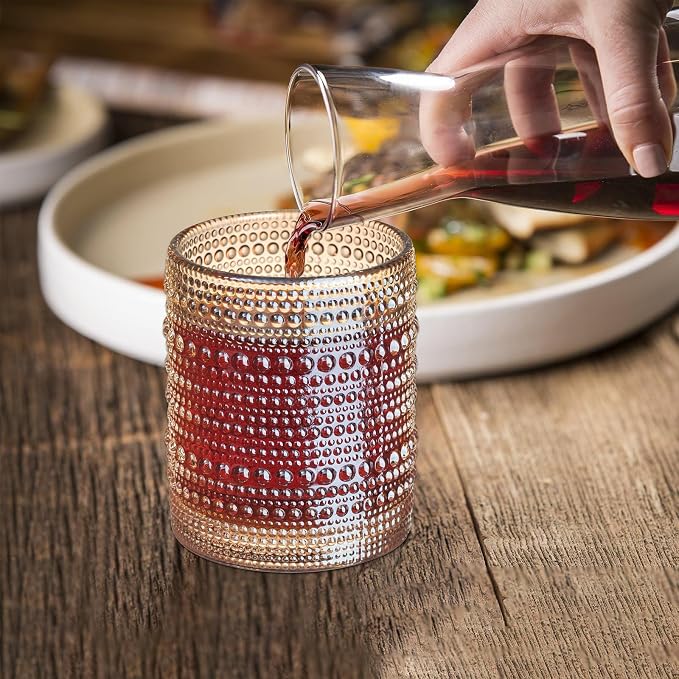 48 Pcs Golden Hobnail Beaded Drinking Glasses, 12 oz Vintage Glassware Set - Image 3