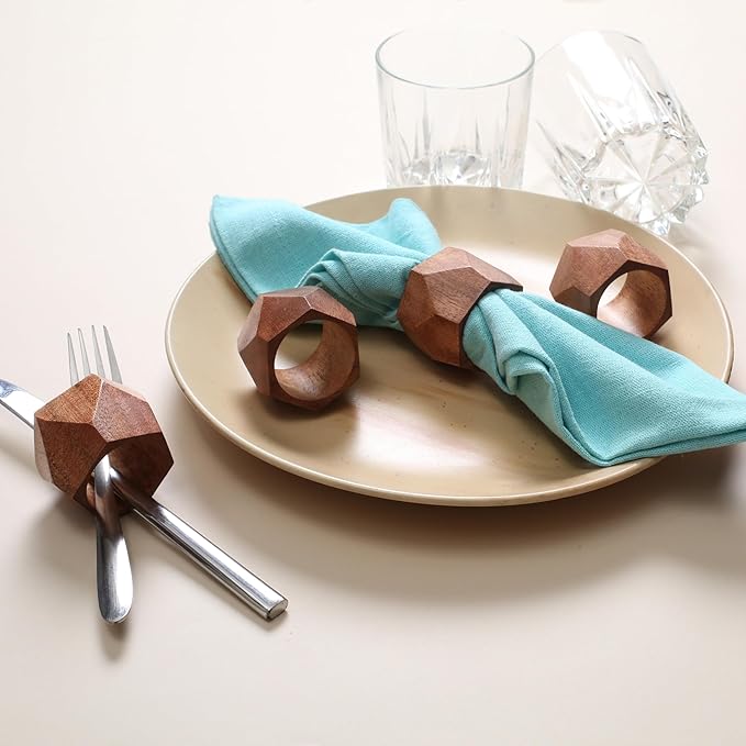 Handmade Wood Napkin Ring Set of 12 for Dining, Anniversary, Birthday, Christmas Napkin Ring for Home and Kitchen Décor Festive Party Gift Farmhouse for Table Decorations (Brown) - ALPHA Living HOME