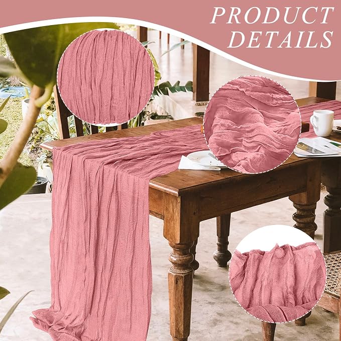 12 Pack Cheesecloth Table Runner, Runner Gauze Boho Wedding Decor Romantic - Image 3