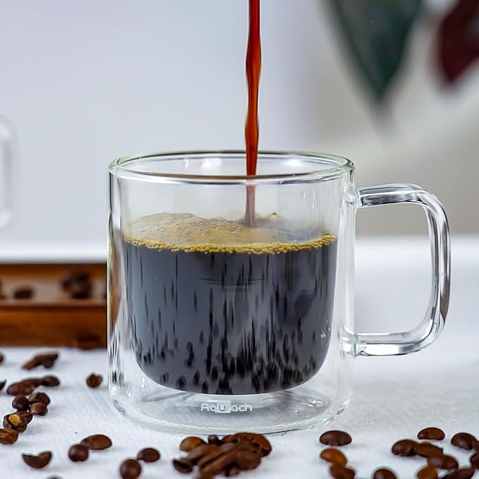 Aquach 8oz Double Walled Glass Coffee Mugs 2pcs, Insulated Espresso Cups | - Image 6