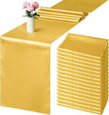 Aneco 12 Pack Satin Table Runner 12 x 108 Inch Gold Long Wedding Satin Silk by Aneco