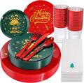 175pcs Christmas Plates Plastic Disposable by WDF