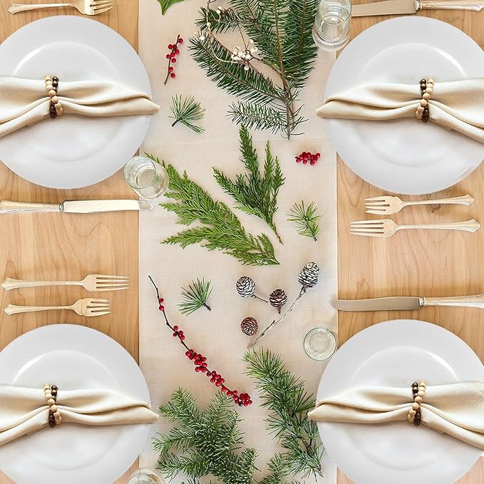 Napkin Rings Set of 6 - Modern Napkin Holder Rings with Wooden Beads | Dinner Napkin Ring for Holiday & Christmas, Birthday Party, & Wedding Decor - Farmhouse Napkin Rings Bulk (Specia)