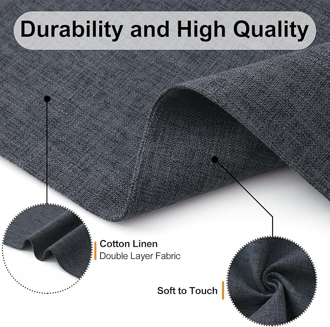 Homaxy Cloths Placemats for Dining Table Set of 4, Heat Resistant Washable Cotton Linen Blend Table Mats, Easy to Clean Place Mats for Indoor Outdoor Party Kitchen Decoration, 13" x 19", Charcoal Gray
