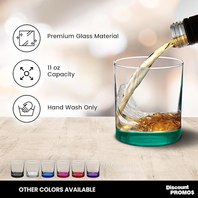 Whiskey Glasses by Libbey 10 oz. Set of 10, Bulk Pack - Heavy Base Old Fashioned Glass, Perfect for Scotch, Bourbon, Whiskey, Cocktail - Green