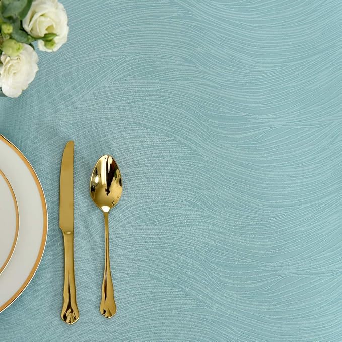 maxmill Round Jacquard Tablecloth Swirl Design Spillproof Wrinkle Free Heavy Weight Soft Table Cloth for Circular Table Cover of Buffet Banquet Parties Holiday Dinner Round 90 Inch Turquoise