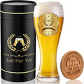 65th Birthday Beer Glasses Gifts, Personalized '1961' Vintage Glass Ware Set for Men, Black Gift Package with Drinking Glass, Coaster, and Card for 65 Years Old Man