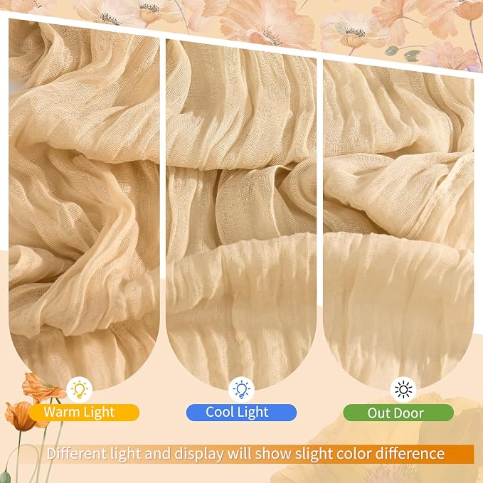 Showgeous 4 Pack Nude Cheesecloth Table Runner, 17 x 108 Inches | Boho - Image 7