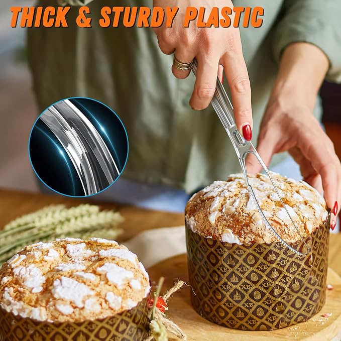 Dipoo 7.5" Clear Plastic Knives Heavy Duty Upgraded Heat Resistant & BPA Free - Image 4