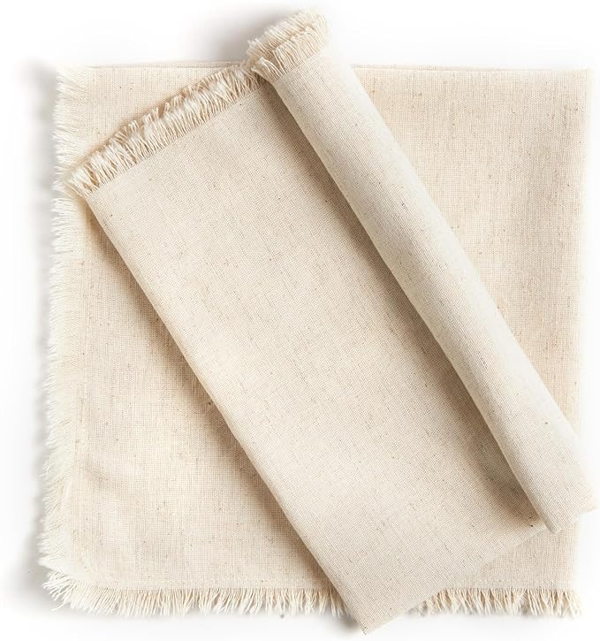 ACCENTHOME Natural Cotton Linen Napkin Set of 6 18x18 inch Dinner Napkins - Washable Soft Premium Hotel Quality Reusable Napkins Perfect Table Napkins for Family Dinners, Weddings & Everyday Use