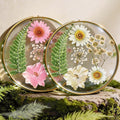 Oqplog Resin Drink Coasters for Desk Coffee Table-Pink&White Dried Flowers by Oqplog