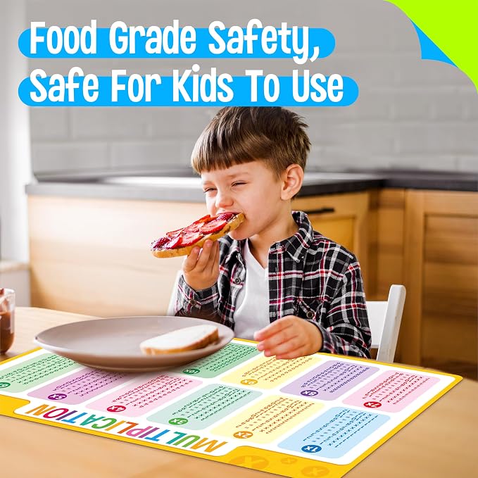 6 Pack Placemats for Kids, Non-Slip Washable Table Mat, Reusable Subtraction - Image 6
