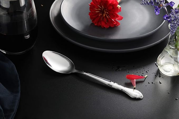 New Star Foodservice Rose Pattern 18/0 Stainless Steel Dinner/Dessert Spoon - Image 6