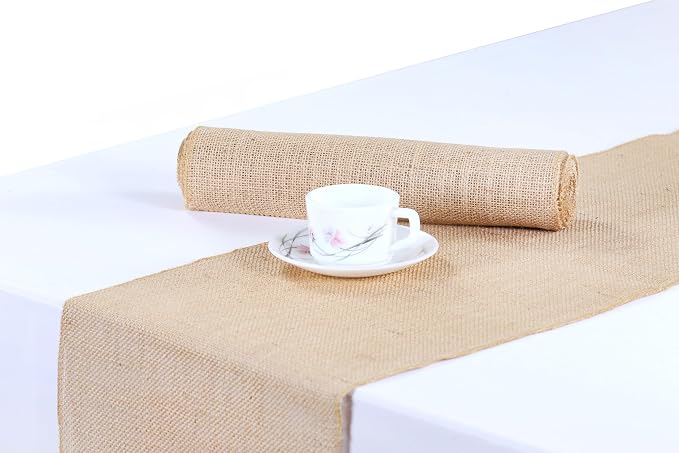 MDS® Pack of 25 Natural Burlap Table Runner, 12 x 108 Inch, Jute Vintage Rustic - Image 4