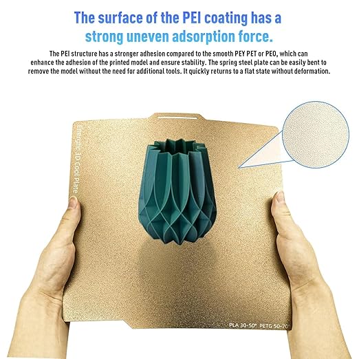 257 * 257mm 2 pcs A1 PEI Build Plate Double Sided Smooth Textured Heated Bed,Flexible Removable Spring Bed Plate for Bambu Lab A1/X1/X1C/X1E/P1P/P1S 3D Printer