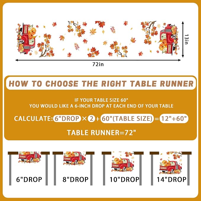 Bonsai Tree Fall Table Runner 72, Fall Runner - Image 6