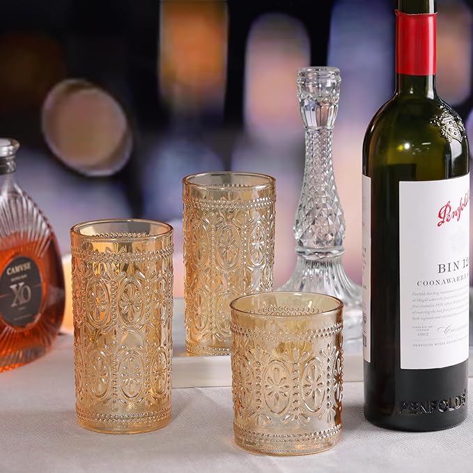 Darlion Amber Glassware, Vintage Drinking Glasses, 10oz Amber Glass Cups | Food - Image 3