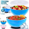 Vora 35oz Dip Chiller Bowl with Lid | 2 Pack Blue Stainless Steel Chilled Serving Bowl Keep Dips, Salads, and Appetizers Perfectly Cold with Leak-Resistant Ice Bowl for Effortless Hosting