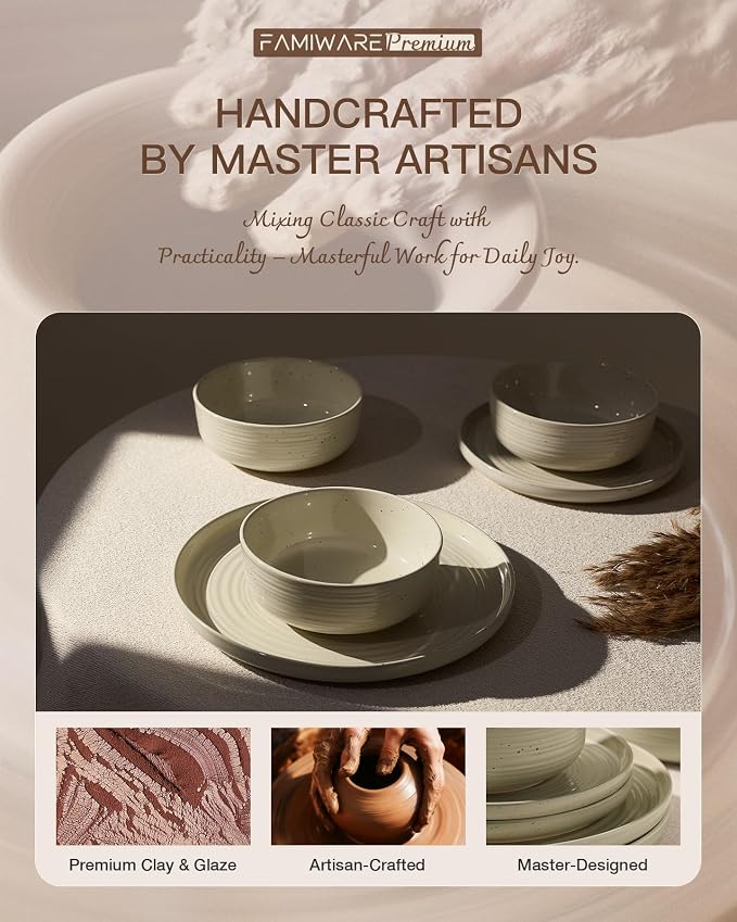 Stoneware Dinnerware Set for 8, Chip & Scratch Resistant Everyday Ceramics - Image 6