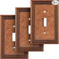 Henne Bery Raised Pearls Decorative Wall Plate Switch Plate Outlet Cover (Single Toggle 3PK, Sponged Copper)