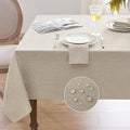 Softalker Large Beige Tablecloths Rectangular 144 x 60 inch Linen Textured Table Cloth Outdoor Waterproof, Stain and Wrinkle Resistant, Table Cloths for 6/8/10 Foot Rectangle Tables Decor for Spring